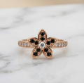 Rose Gold Black Flower Ring