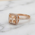 Golden Square Diamond Halo Ring
